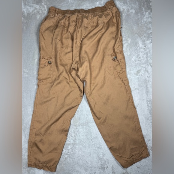 Torrid Relaxed Taper Studio Linen Blend High Rise Cargo Tobacco Brown Pants 16T - Picture 12 of 16